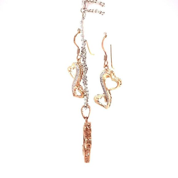 3 PC Sterling w/ Rose Gold Plate & .18ctw Diamond Heart Necklace/Earrings 134 - Picture 2 of 10
